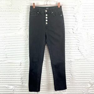 BDG Urban Outfitters High Rise Girlfriend Button Fly Ankle Black Wash Jeans 26